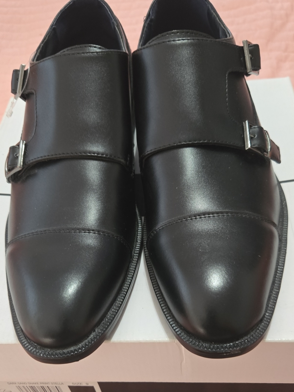 Joseph Abboud Black Leather Double Monk Strap Oxfords